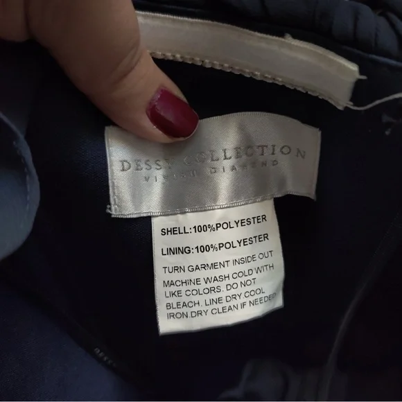 Dessy Collection Lux Off the Shoulder Chiffon Gown Navy Blue Maxi Dress Size 12 - Picture 6 of 8